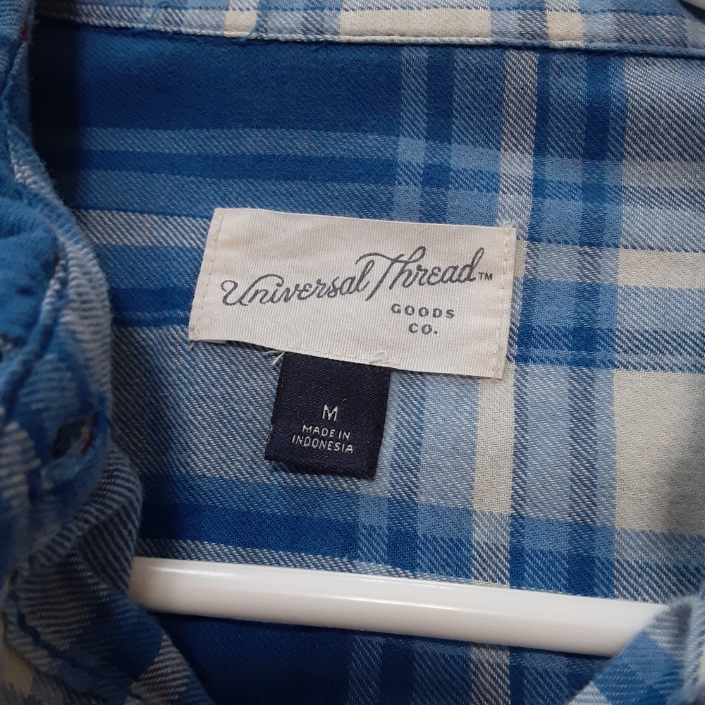 Universal Thread, Size Medium. Blue Plaid, Cotton… - image 2